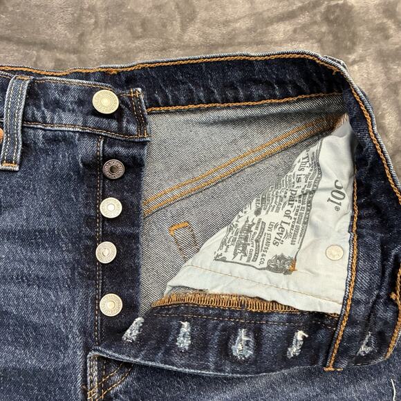 Levi's Premium 501 90's Shorts Womens Sz.25 Blue Button Fly Raw Hem High Rise - Picture 3 of 10